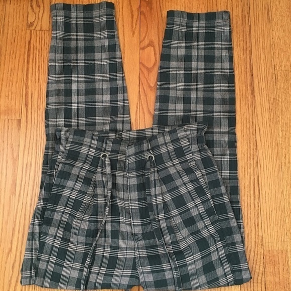 Free People Potato Sack High Rise Loose Fit Green Plaid Pant Size 2 - Picture 14 of 16